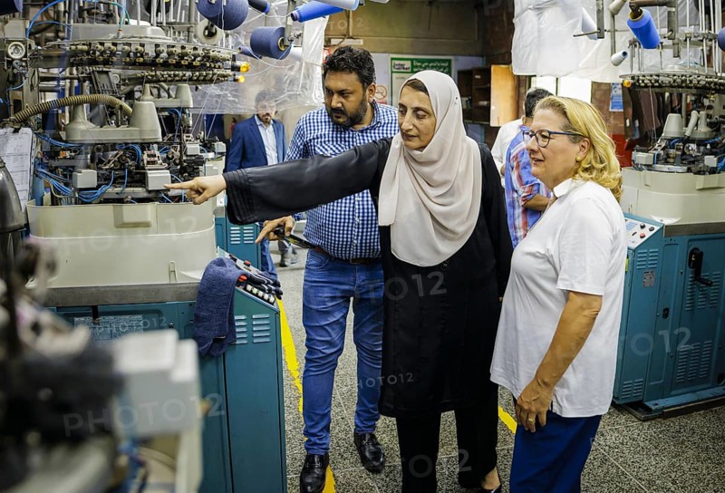Svenja Schulze (SPD), Federal Minister for Economic Cooperation and Development, visits Inter Market Knit Private Limited, where rockers are manufactured. Lahore, 22.08.2024. Photographed on behalf of the Federal Ministry for Economic Cooperation and Development