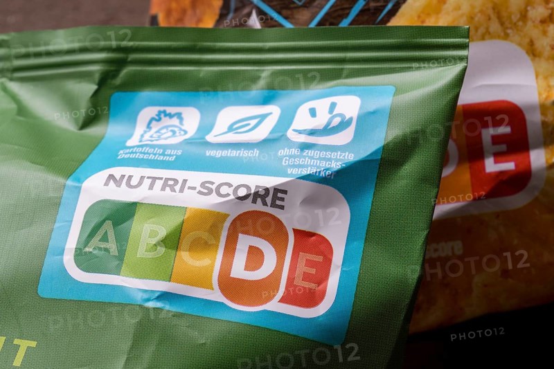 NUTRI-SCORE label on packaging, nutrition labelling system, food traffic light, Baden-Württemberg, Germany, Europe