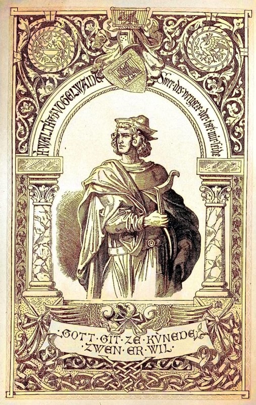 Walther von der Vogelweide, around 1170, 1230, is considered the most important German-language lyric poet of the Middle Ages, digital reproduction of an original from the 19th century