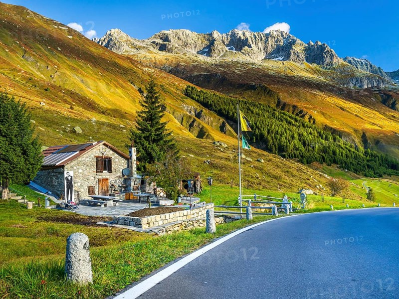 View of road James Bond Street to pass Furkapass, valley of Urserental, Kanton Uri, Swiss Alps, Switzerland, Europe