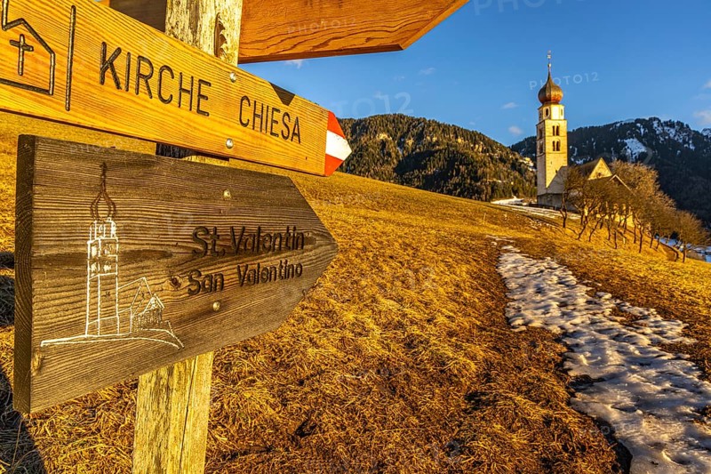 Evening atmosphere at St Valentin, Seis, South Tyrol, Italy, Europe