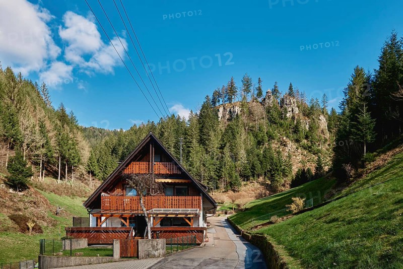 Panoramic view of beautiful mountain landscape in the Bavarian Alps with village of Berchtesgaden and Watzmann massif in the background at sunrise, Nationalpark Berchtesgadener Land, Bavaria, Germany, Europe