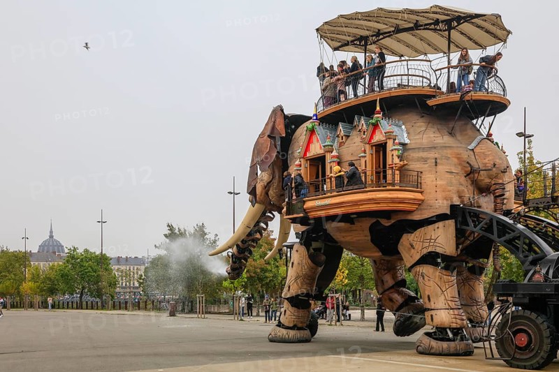 Tourist attraction The Great Elephant on the Ile de Nantes in the Loire, Nantes, Loire-Atlantique department, Pays de la Loire region, France, Europe