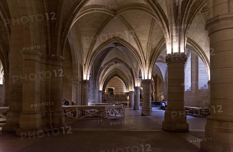 Paris, France, August 30, 2018: Stephane Thidet's installation dedicated to the Paris flood of 1910. The Hall of Guards of the old royal castle of the Conciergerie, Paris, France, Europe