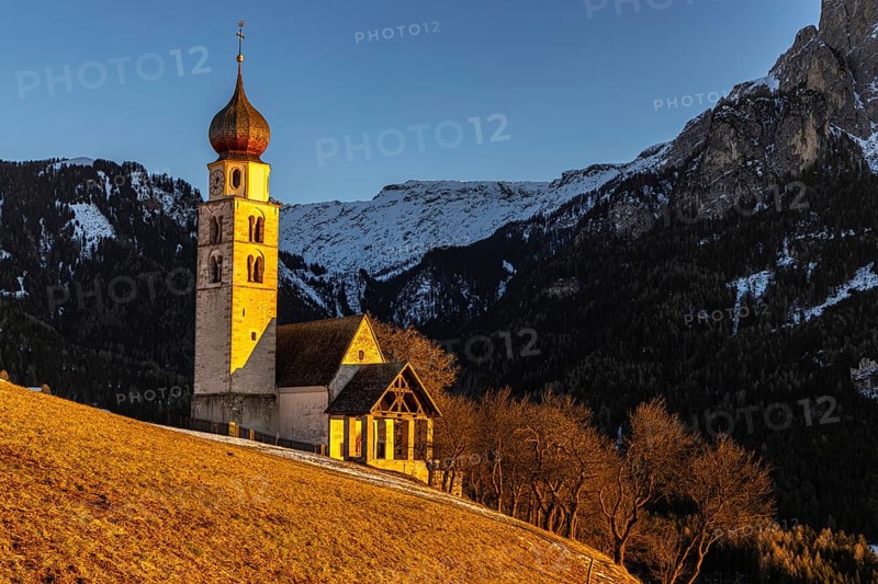 Evening atmosphere at St Valentin, Seis, South Tyrol, Italy, Europe