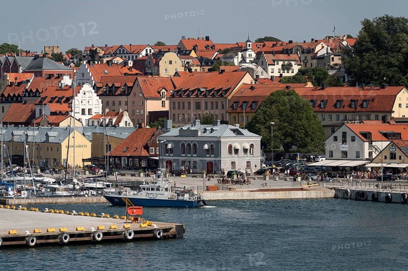 Old town with harbour, former Hanseatic city of Visby, UNESCO World Heritage Site, Gotland Island, Sweden, Europe