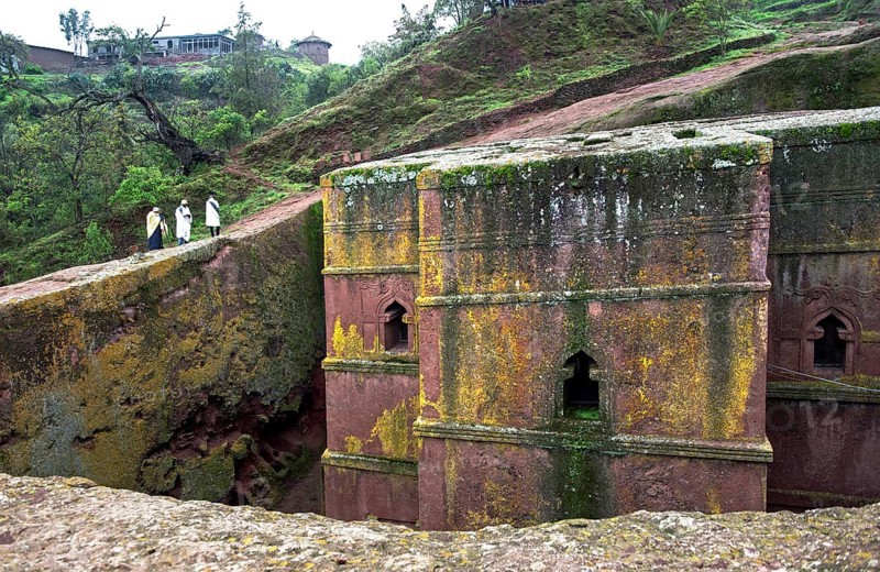 Underground monolithic rock church Biete Giyorgis, dedicated to the holy patron of Ethiopia, UNESCO World Heritage Site Lalibela, Ethiopia, Africa