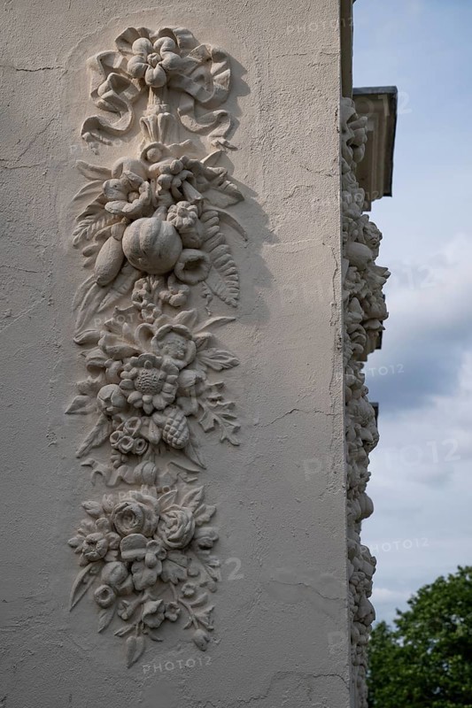 Floral stucco applications, Temperate House, largest Victorian greenhouse in the world, Royal Botanic Gardens (Kew Gardens), UNESCO World Heritage Site, Kew, Greater London, England, United Kingdom, Europe