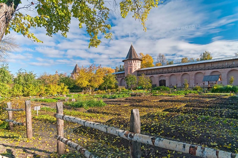 Garden in a Russian Orthodox monastery. Suzdal