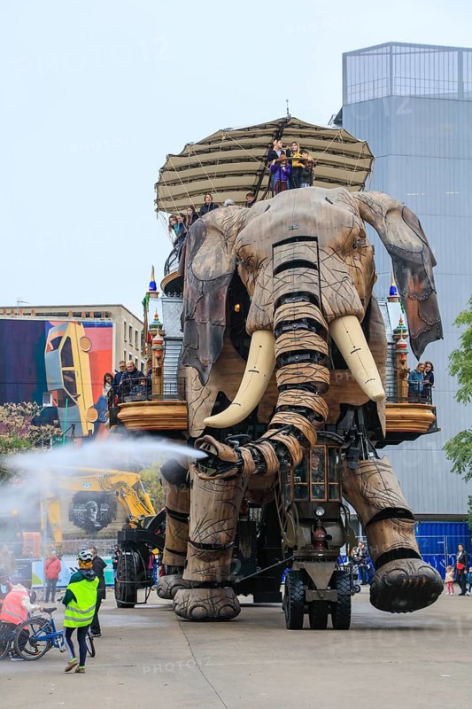 Tourist attraction The Great Elephant on the Ile de Nantes in the Loire, Nantes, Loire-Atlantique department, Pays de la Loire region, France, Europe