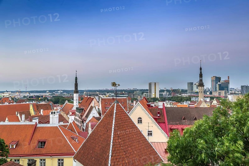 View of Tallinn from Toompea hill, Estonia. In evening