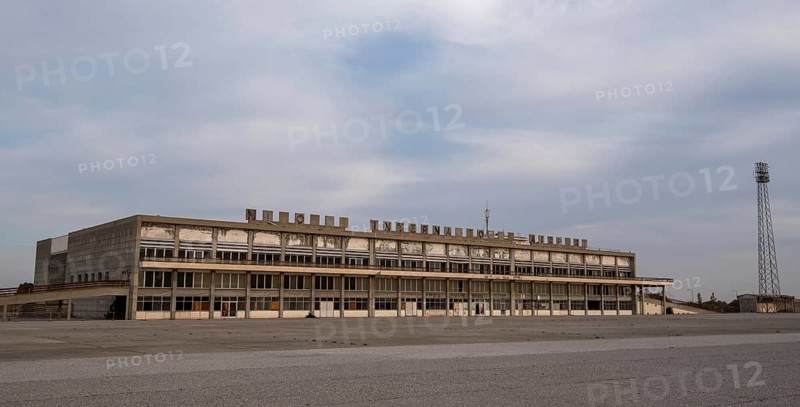 Nicosia, Cyprus, November 22 2016: Exterior view of the abandoned building of Nicosia International airport located in the buffer zone in Cyprus, Europe