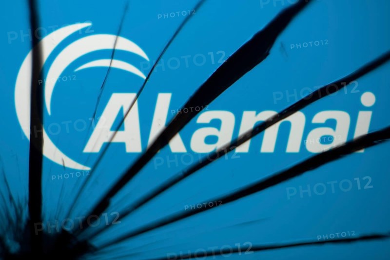 Dhaka, Bangladesh- 09 Nov 2024: Akamai logo is visible on the broken glass