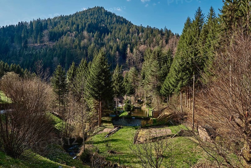 Panoramic view of beautiful mountain landscape in the Bavarian Alps with village of Berchtesgaden and Watzmann massif in the background at sunrise, Nationalpark Berchtesgadener Land, Bavaria, Germany, Europe