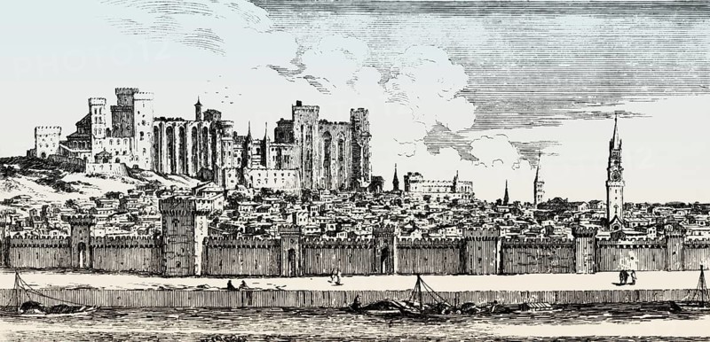 The Palais des Papes, Papal palace, Avignon, southern France, 17th century