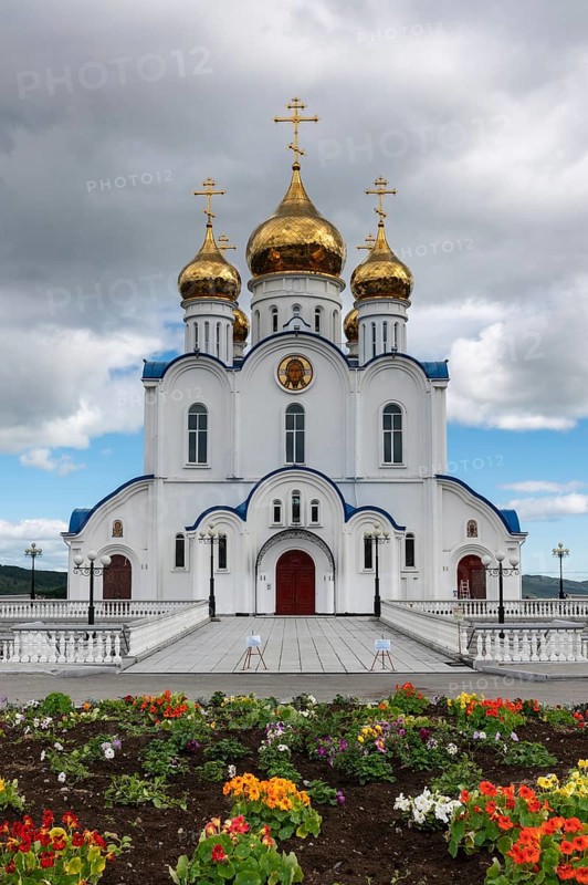 PETROPAVLOVSK KAMCHATSKY CITY, KAMCHATKA PENINSULA, RUSSIA, AUG 17, 2018: Holy Trinity Orthodox Cathedral of Petropavlovsk, Kamchatka Peninsula Diocese of Russian Orthodox Church Moscow Patriarchate