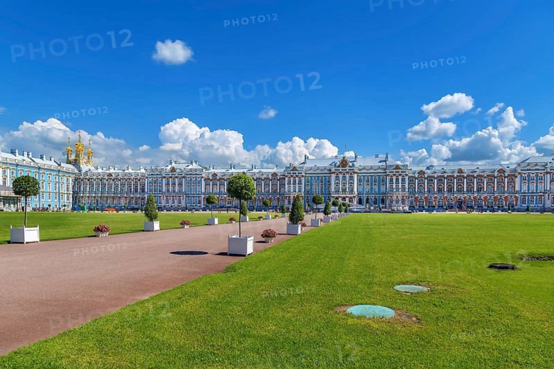 Catherine Palace is a Rococo palace located in the town of Tsarskoye Selo (Pushkin), 30 km south of St. Petersburg, Russia, Europe