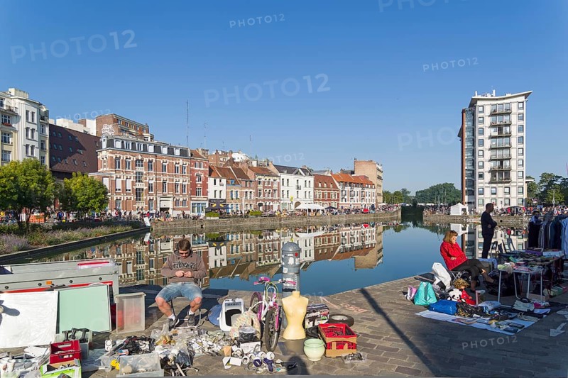 Lille, France, September 1, 2018: The traditional annual flea market in Lille (the first weekend of September), Braderie de Lille, Europe
