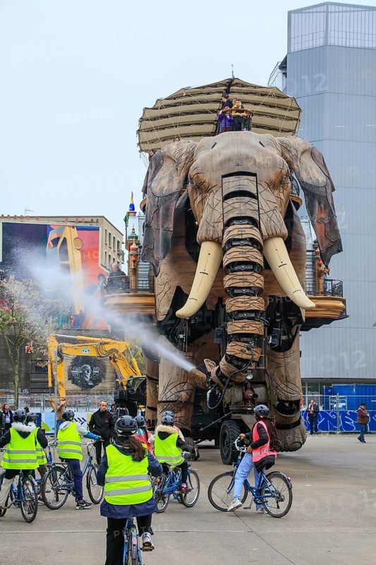 Tourist attraction The Great Elephant on the Ile de Nantes in the Loire, Nantes, Loire-Atlantique department, Pays de la Loire region, France, Europe