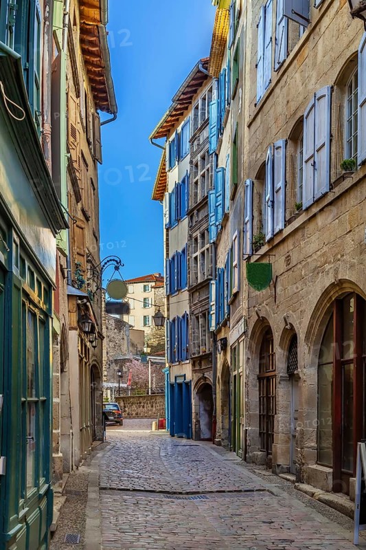 Street in Le Puy en Velay city center, France, Europe