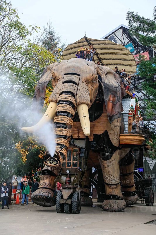 Tourist attraction The Great Elephant on the Ile de Nantes in the Loire, Nantes, Loire-Atlantique department, Pays de la Loire region, France, Europe
