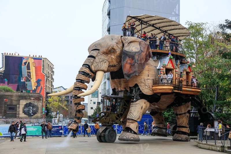 Tourist attraction The Great Elephant on the Ile de Nantes in the Loire, Nantes, Loire-Atlantique department, Pays de la Loire region, France, Europe