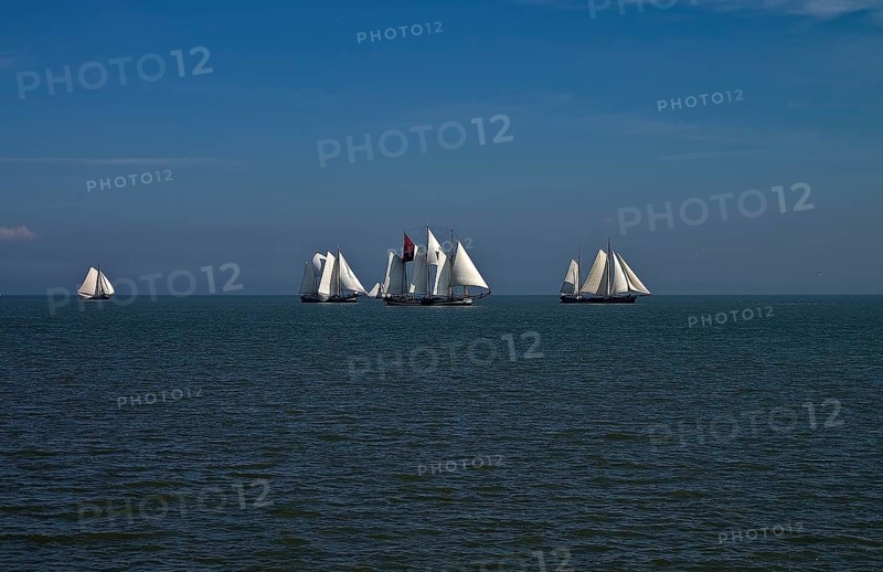 The parade of sailing ships in the Dutch village Volendam