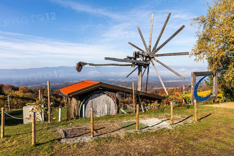 Autumn atmosphere with foliage colouring, largest Klapotetz in the world, Demmerkogel, municipality of St. Andrä-Höch, Styria, Austria, Europe
