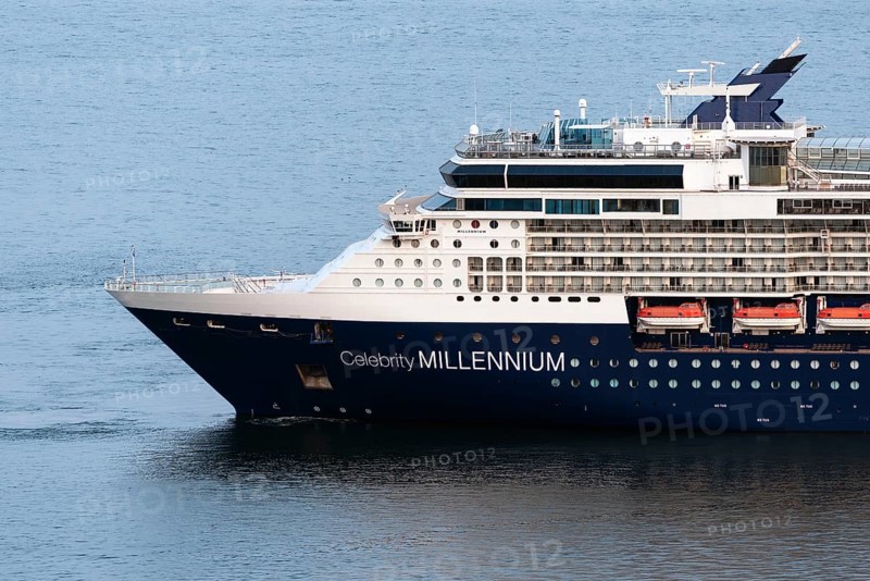 PACIFIC OCEAN, KAMCHATKA PENINSULA, RUSSIAN FAR EAST, 2 MAY, 2019: Beautiful, stately passenger expedition Cruise Liner Celebrity Millennium (Celebrity Cruises) sailing in cold water of Pacific Ocean