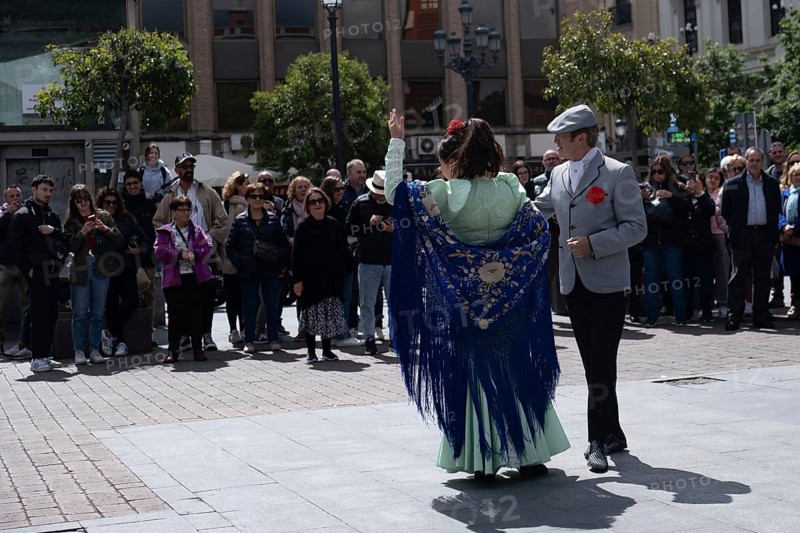 Madrid, Spain, May 2 2024: Spanish dancers dancing flamenco dance in the streets of Madrid Spain. Dancers dancing in public, Europe