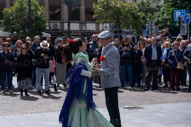 Madrid, Spain, May 2 2024: Spanish dancers dancing flamenco dance in the streets of Madrid Spain. Dancers dancing in public, Europe