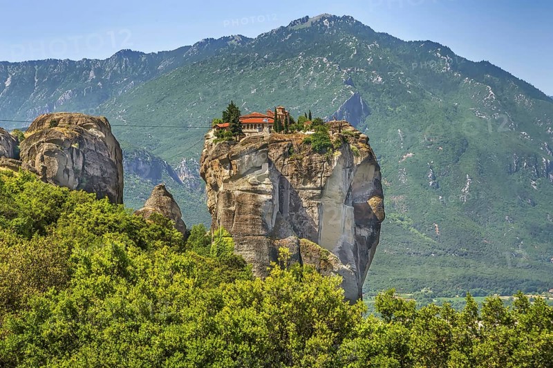 View of Monastery of the Holy Trinity om rock in Meteora, Greece, Europe