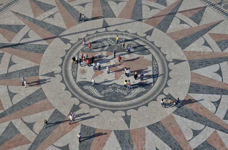 Compass rose, 50 meters in diameter, at the Padrão dos Descobrimentos, Monument to the Discoveries, Belém, Lisbon, Lisbon District, Portugal, Europe