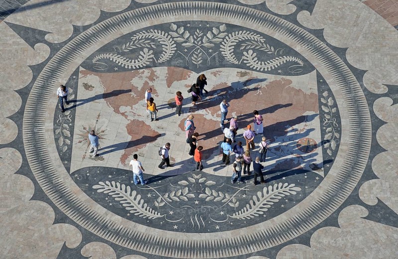 Compass rose, 50 meters in diameter, at the Padrão dos Descobrimentos, Monument to the Discoveries, Belém, Lisbon, Lisbon District, Portugal, Europe