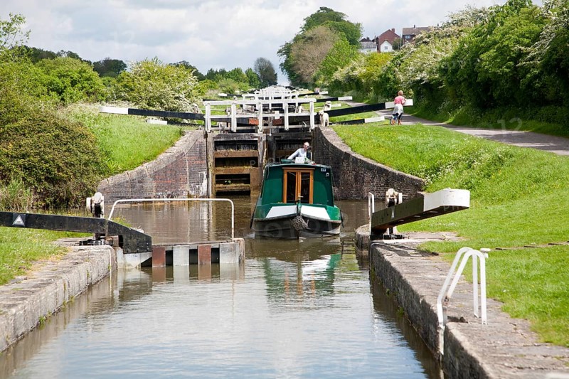 Caen Hill flight of locks on the Kennet and Avon canal Devizes, Wiltshire, England, United Kingdom, Europe