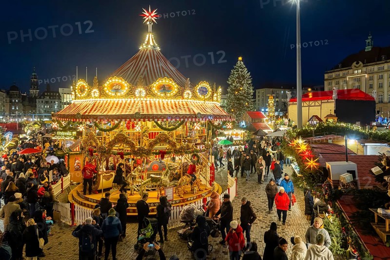 The Dresden Striezelmarkt is a Christmas market in Dresden. It has been held in Advent since 1434, usually on the Altmarkt square, and attracts an average of around two million visitors every year. It is the oldest certified Christmas market in Germany, Dresden, Saxony, Germany, Europe