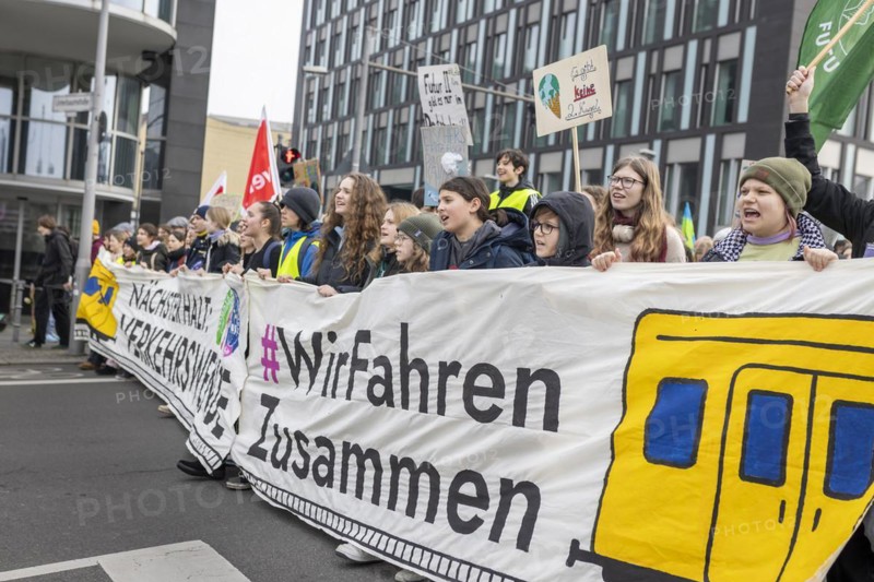 Joint strike by Fridays for Future and local transport workers from the ver.di trade union, in Berlin, 1 March 2024