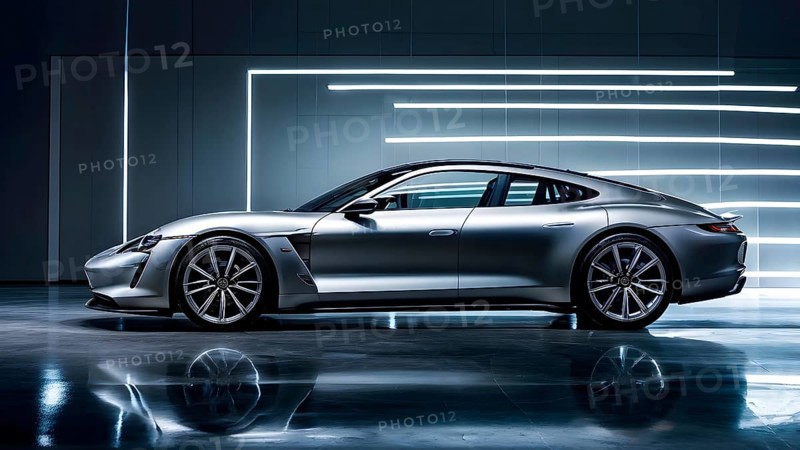 Sportscar with a body design based on the streamlined aerodynamic shape of a shark, AI generated