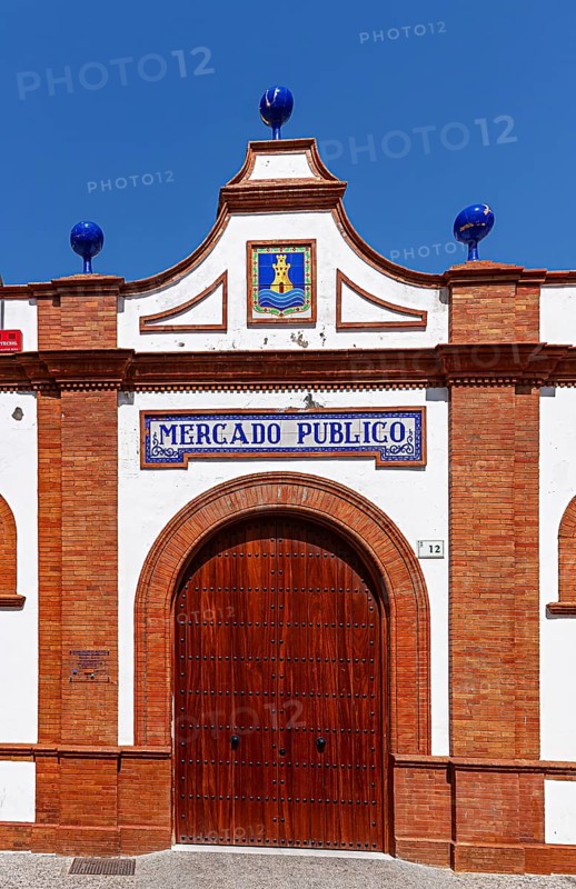 Entrance to the market hall in Rota, Andalusia, Spain, Europe