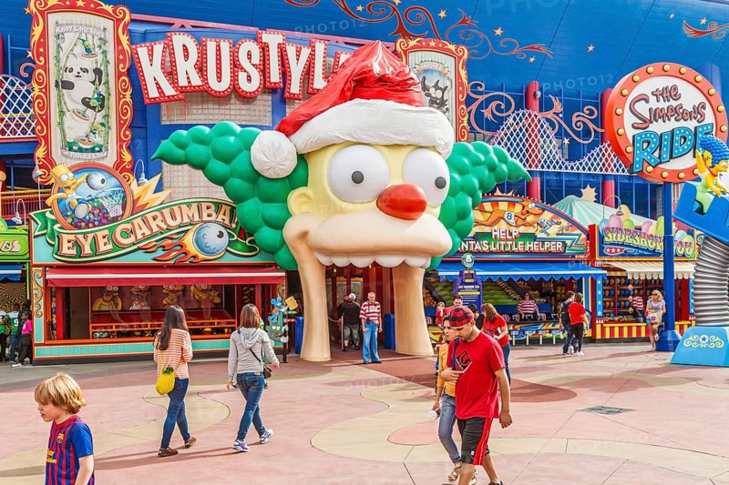 The Simpsons ride at Krustyland attraction at Universal Studios theme park in Orlando, Florida, USA, North America