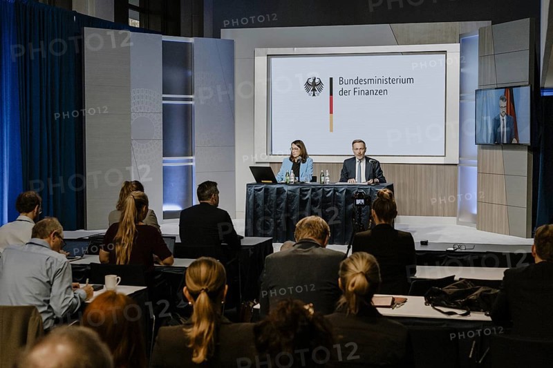 Christian Lindner (FDP), Federal Minister of Finance, photographed during the press conference on tax estimation at the joint annual meeting of the IMF and World Bank and the G7, G20 FMNBG, IMFC, in Washington, 24 October 2024. photographed on behalf of the Federal Ministry of Finance