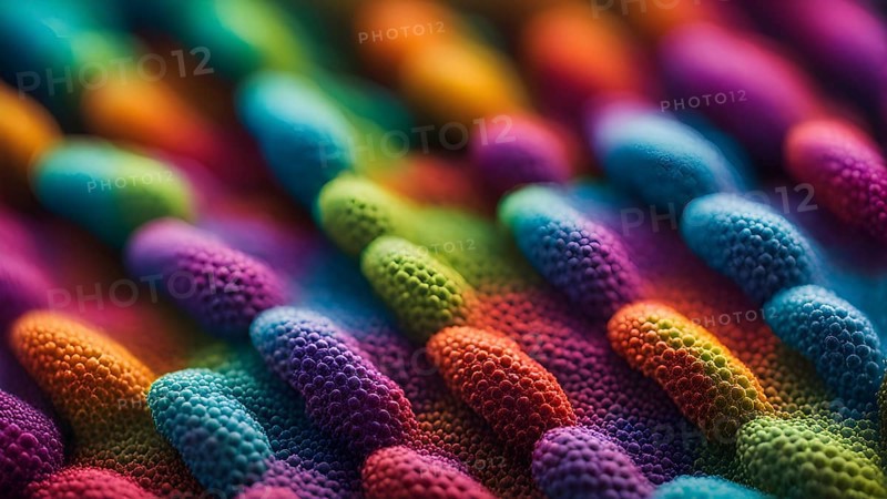 Nano material inspired by gecko feet with intricate patterns and vibrant colors representing adhesive properties, AI generated