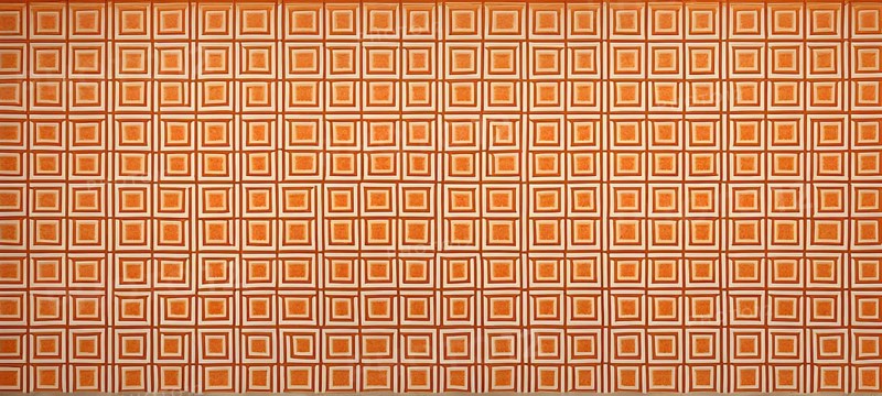 Abstract composition of an array of interlocking orange squares, AI generated