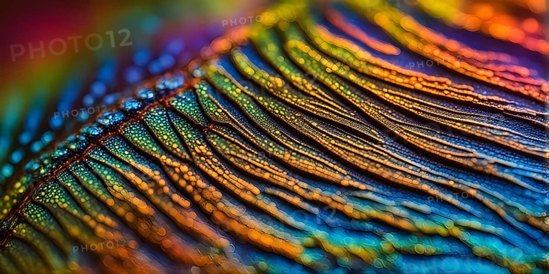 Vibrant butterfly wing with iridescent scales and network of veins, AI generated