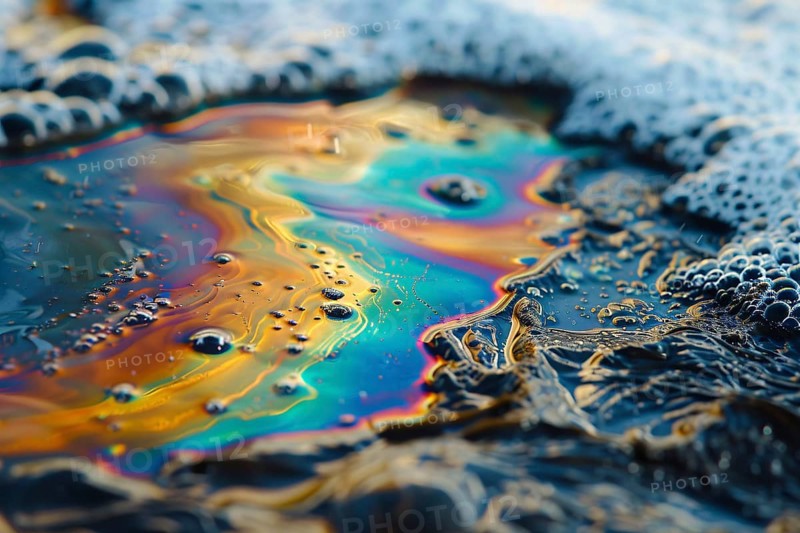 Oil pollution on ocean water. Generative Ai, AI generated