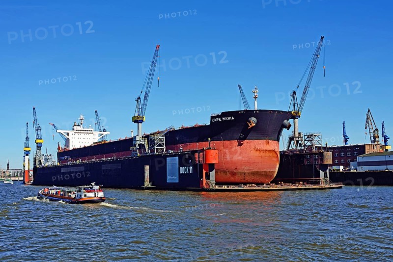 Europe, Germany, Hamburg, Elbe, harbour, floating dock, bulk carrier Cap Maria, 87440 Brt, in floating dock, Hamburg, Hamburg, Federal Republic of Germany, Europe