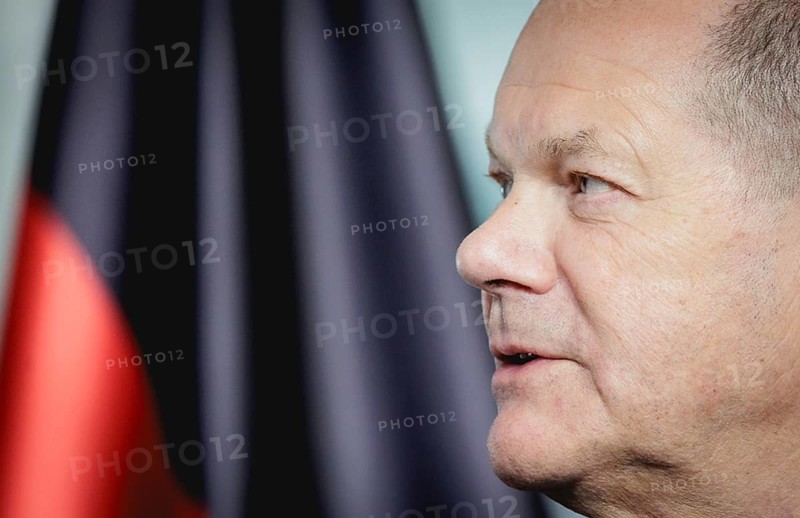 Olaf Scholz, Federal Chancellor, speaks at a press conference during the visit of Denis Becirovic, Chairman of the State Presidency of Bosnia and Herzegovina, at the Chancellery in Berlin, 7 May 2024