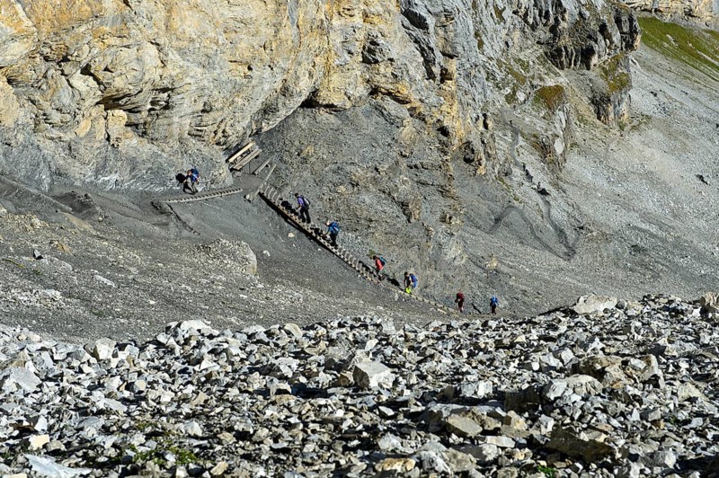 Ascent to the Hohtürli pass from the Kiental valley via the Bundalp, Kandersteg, Bernese Oberland, Switzerland, Europe