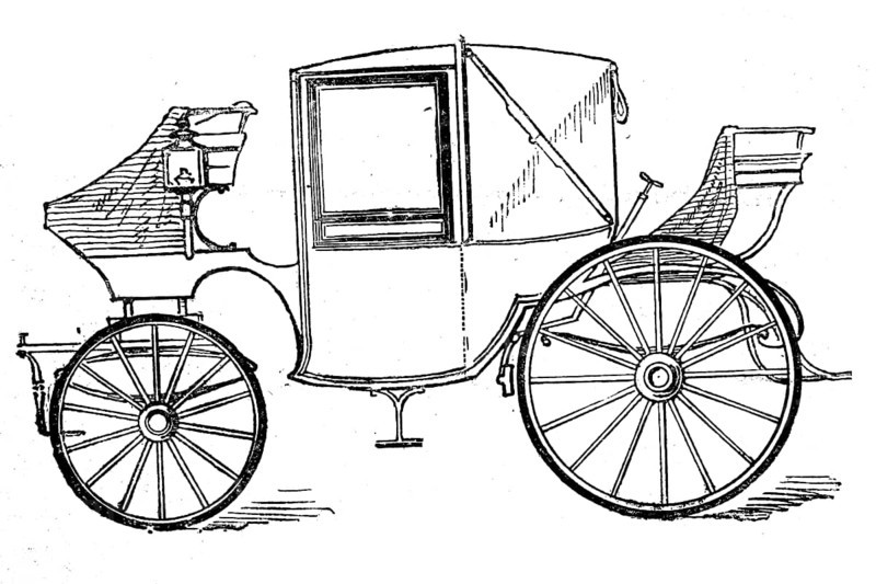 Carriage, Landaulet, two-horse, four-wheeled travelling carriage for two people, illustration from 1870, historical, digital reproduction of an original from the 19th century