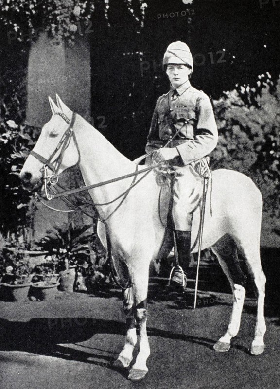 Winston S. Churchill 1874 to 1965 on horseback in Bangalore India in 1897 from A Roving Commission by Winston S. Churchill published by Scribners 1930, Winston S. Churchill published by Scribners 1930, Historic, digitally restored reproduction from a 19th century original, Record date not stated